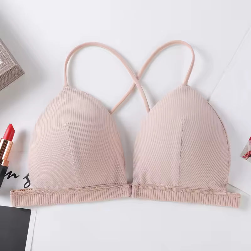 Front Closure Bras Deep V Sexy Bras For Women Push Up Bra Thin Wire Free Brassiere Wireless Bralette Women's Underwear Lingerie
