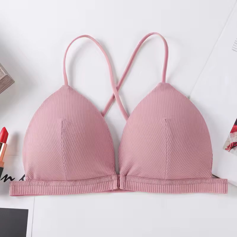 Front Closure Bras Deep V Sexy Bras For Women Push Up Bra Thin Wire Free Brassiere Wireless Bralette Women's Underwear Lingerie