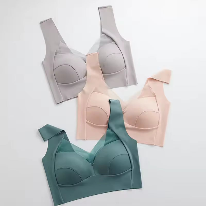 New 2025 Lace Backless Bra Prevent Exposure Double Shoulder Straps Anti-Light Women's Underwear Breast Reduction plus Size