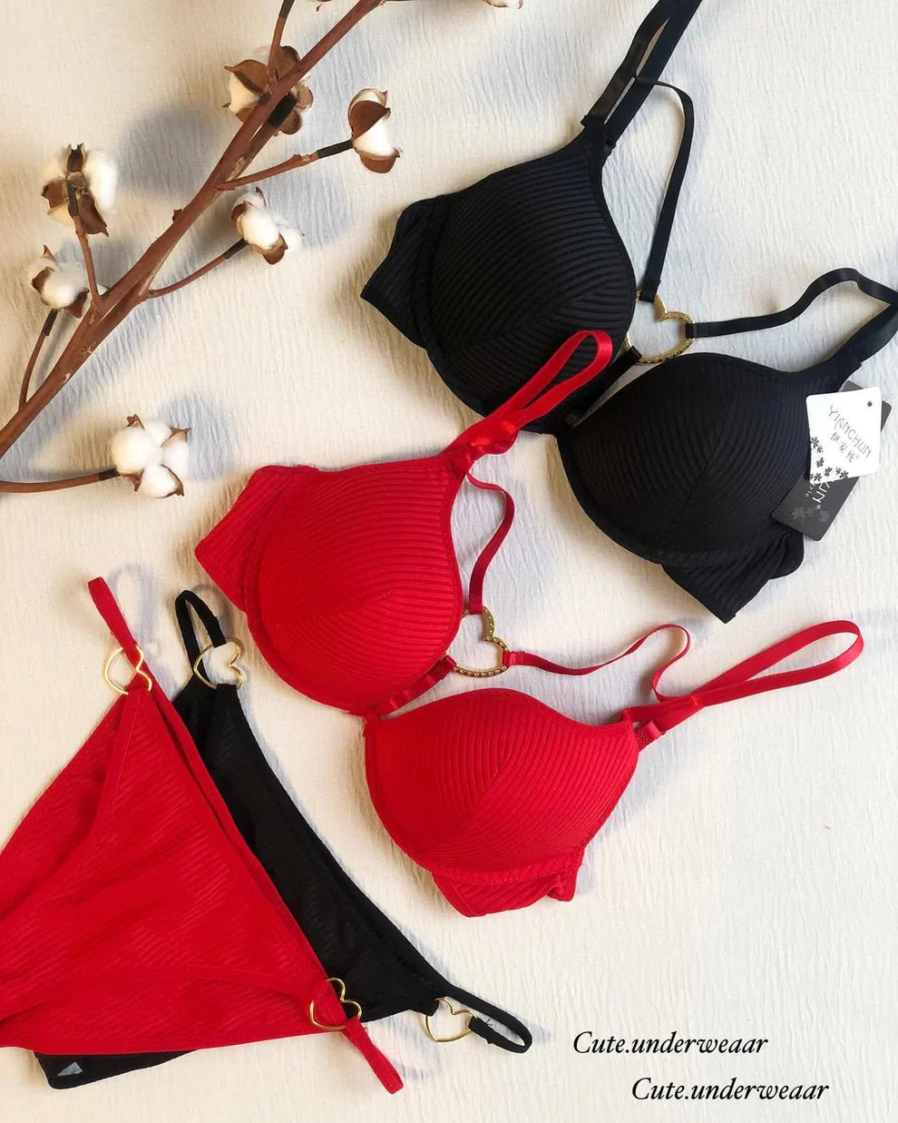 Mid Love Ring Style Paded Push-up Set