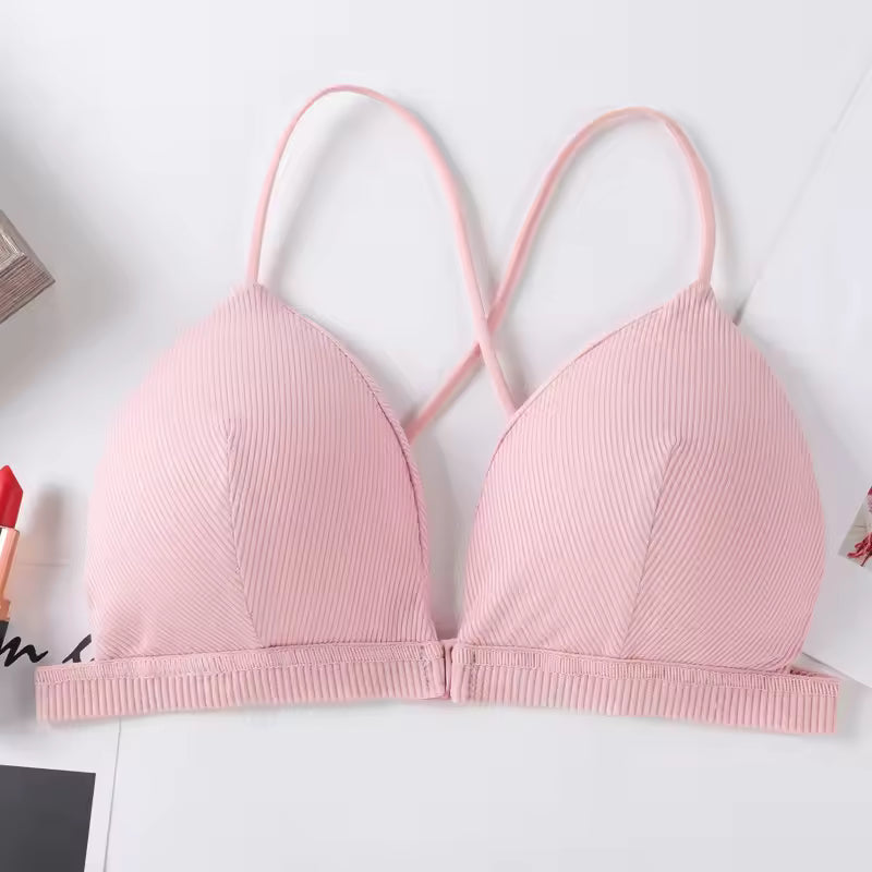 Front Closure Bras Deep V Sexy Bras For Women Push Up Bra Thin Wire Free Brassiere Wireless Bralette Women's Underwear Lingerie