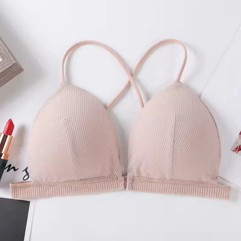 Front Closure Bras Deep V Sexy Bras For Women Push Up Bra Thin Wire Free Brassiere Wireless Bralette Women's Underwear Lingerie