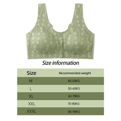 Without Steel Ring Sexy Lace Underwear Thin Comfortable Tank Top Bra Plus Size Wireless Front Close Button Cotton Bras Seniors
