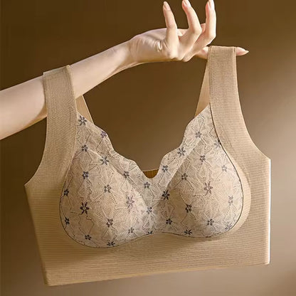 Seamless Beautiful Back Lace Fixed Cup Underwear Push-up Adjustable Vest Women's Breast-Reducing No Wire Ring Sports Bra