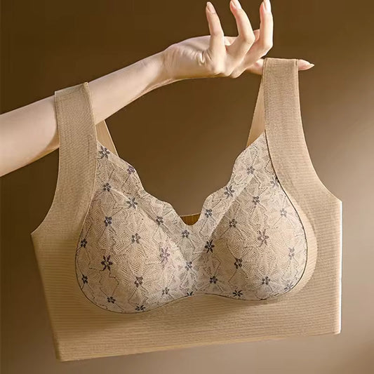 Seamless Beautiful Back Lace Fixed Cup Underwear Push-up Adjustable Vest Women's Breast-Reducing No Wire Ring Sports Bra