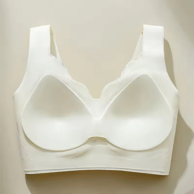 Seamless Beautiful Back Lace Fixed Cup Underwear Push-up Adjustable Vest Women's Breast-Reducing No Wire Ring Sports Bra