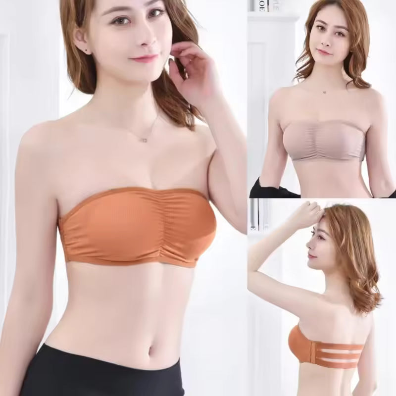 Seamless One-piece Tube Top Women Solid Color Soft Cotton Tube Top Bra Womens Strapless Bra Womens Underwear Padded Tube Top