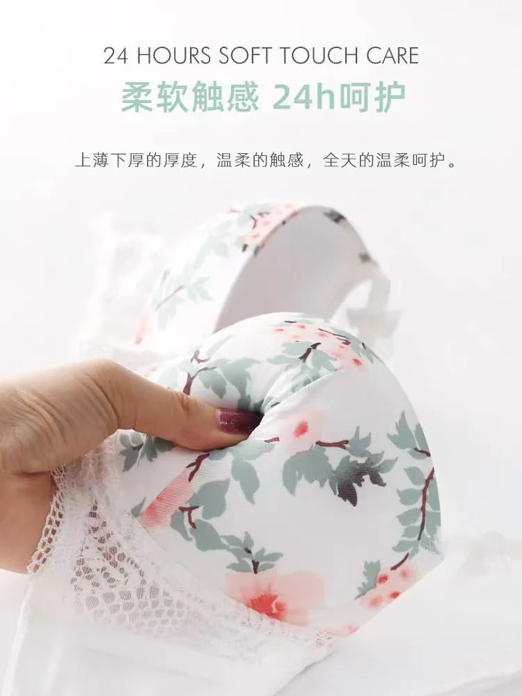 Floral printed Paded Push-up Bra Set