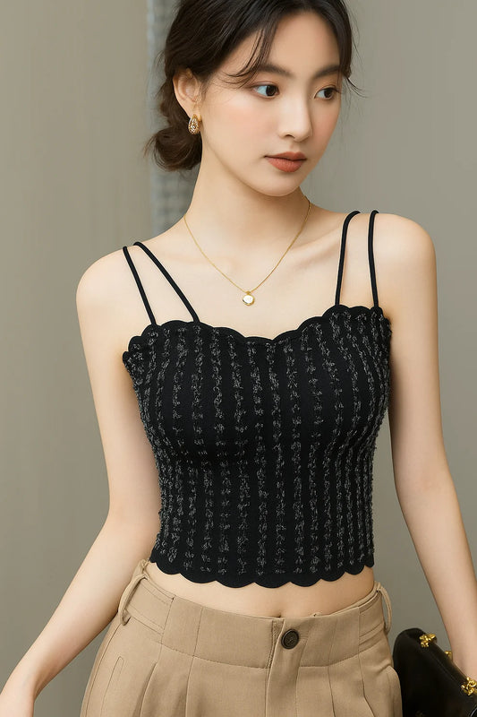 Elegant Spaghetti Straps Corest Crop top