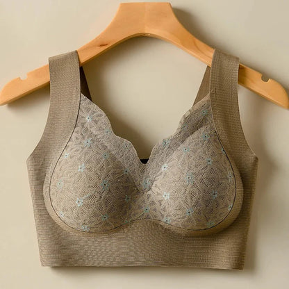 Seamless Beautiful Back Lace Fixed Cup Underwear Push-up Adjustable Vest Women's Breast-Reducing No Wire Ring Sports Bra